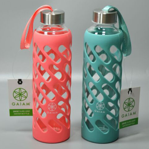 Gaiam Sure-grip Glass Bottle With Silicone Sleeve